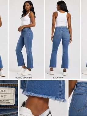 Free People Medium Blue Cropped Flare Jeans